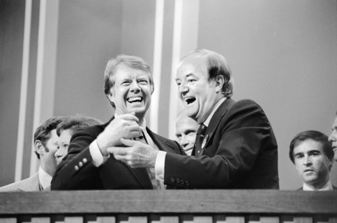 Jimmy Carter and Hubert Humphrey at Democratic National Convention, New York City