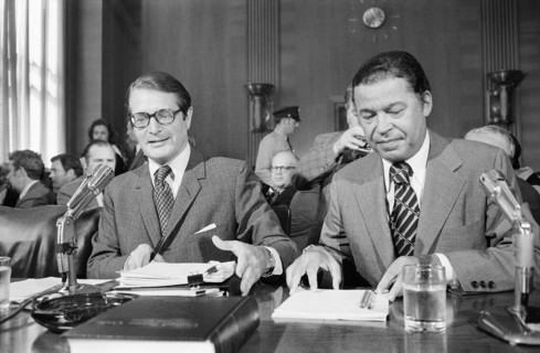 Elliot Richardson (left), United States Secretary of Defense