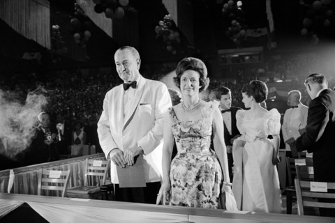 U.S. President Lyndon Johnson and First Lady Claudia "Lady Bird" Johnson attending Democratic Fundraising Salute to Johnson, Washington