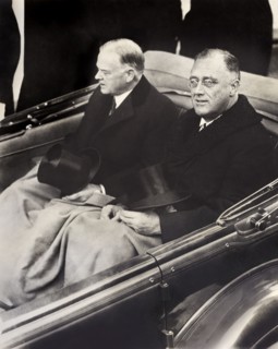 U.S. President Herbert Hoover and U.S. President-Elect Franklin Roosevelt in Convertible Automobile on way to U.S. Capitol for Roosevelt's Inauguration
