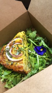 Baked Cauliflower Tart Slice in Take-Away Box