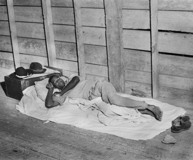 man, migrant worker, sleeping, agriculture, historical,