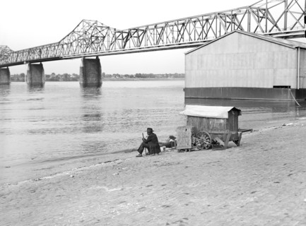man, fishing, river, Louisville, historical,