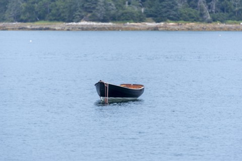 Wooden Rowboat on Mooring