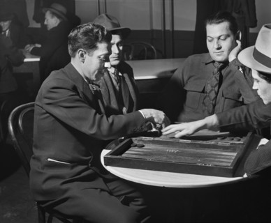 Game of Backgammon in Greek Restaurant