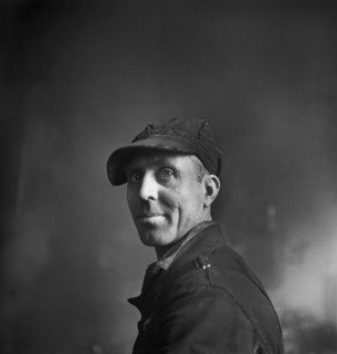Worker in Roundhouse at Chicago and North Western Railroad yard