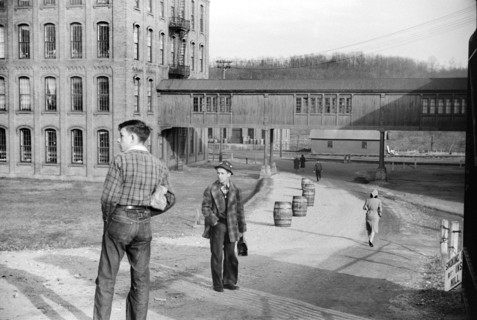 Workers arriving at change of Shift