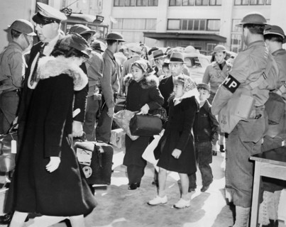 Japanese-American Family leaving for Relocation Center