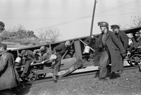 Miners coming out of the Mine