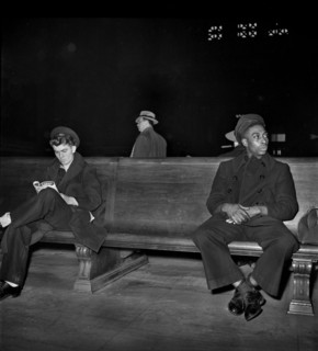 Two Sailors in Main Waiting Room waiting for Train