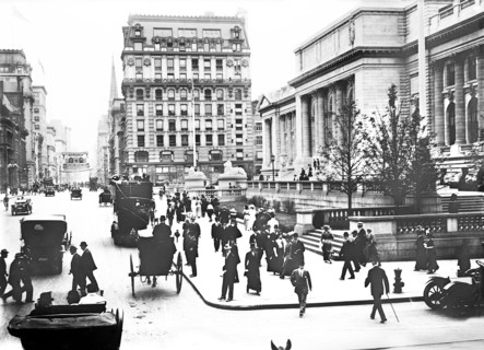 Fifth Avenue and New York Public Library at Forty-second Street