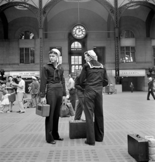 Sailors waiting for Train