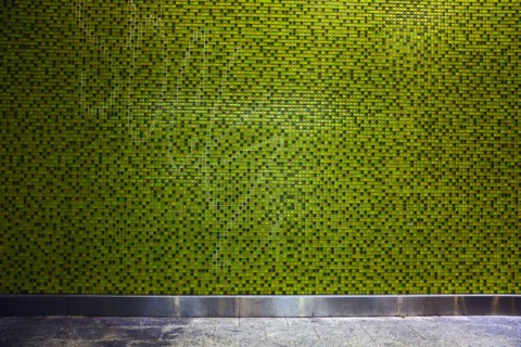 Green Tiled Subway Station Wall