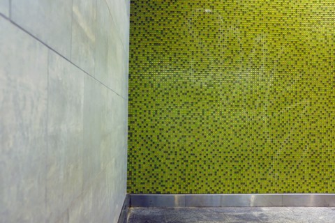 Green Tiled Subway Station Wall