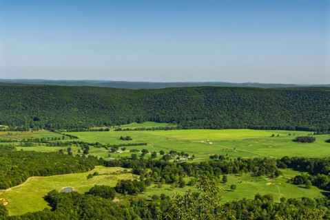 High Angle View of Lush Valley Landscape