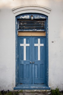 Blue Doors with Cross