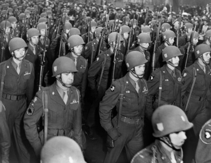 Soldiers marching in U.S. Army's 82nd Airborne Division parade