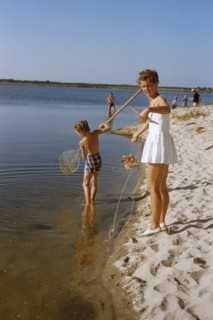 Family crabbing at Beach