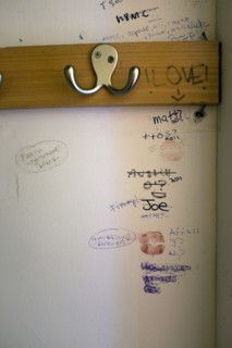 Clothes Hook and Graffiti inside Teenager's Closet