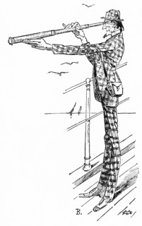 Passenger using a Telescope on deck of the French Steamship Moeris