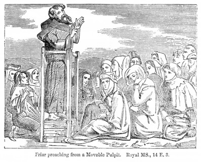 Friar preaching from a movable Pulpit