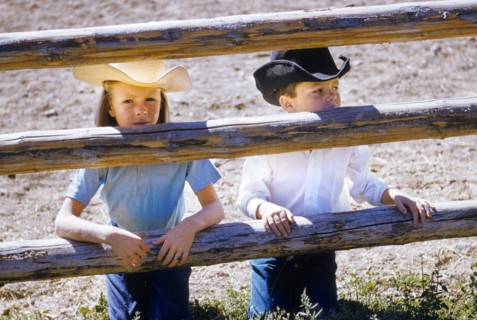 Young Boy and Girl at Dude Ranch
