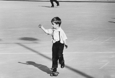 Young Boy on Roller skates in Park