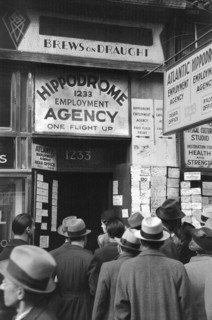 Crowd outside employment agency