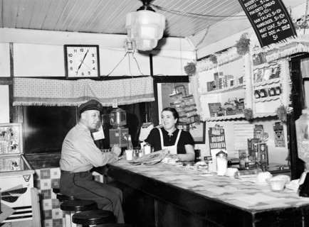 Truck driver in diner