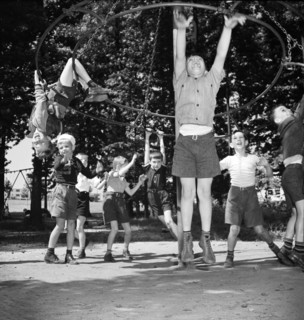 Children playing at community playground