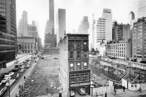 Single building standing within vacant lot