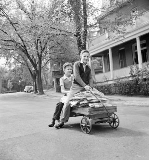 Schoolboy volunteers collecting scrap paper during Victory Program Salvage Drive, Washington, D.C.,