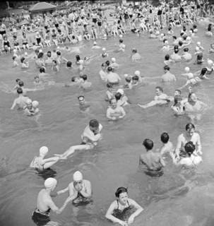 Swimmers at municipal swimming pool, Washington, D.C., USA, Marjory Collins, U.S. Office of War