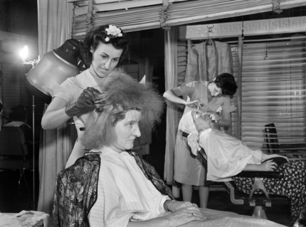 Woman getting her hair dyed, Francois de Paris Hair Salon, Eighth Street, New York City, New York,