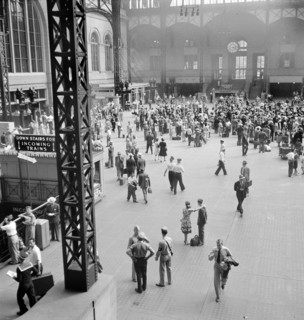 Main concourse, Pennsylvania Station, New York City, New York, USA, Marjory Collins, U.S. Office of