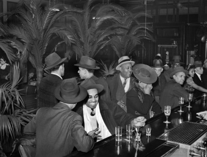 Group of adults at the bar at Palm Tavern, Chicago, Illinois, USA, Russell Lee, U.S. Farm Security