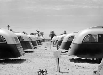 Line-up of trailers at the FSA (Farm Security Administration) camp for defense workers, San Diego,