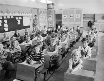 Schoolchildren in classroom at FSA (Farm Security Administration) farm workers' community, Eleven