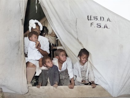 Family of farm workers who lives at FSA (Farm Security Administration) farm workers' community