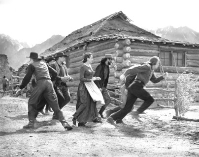 Mary Astor, John Carradine, Dean Jagger, on-set of the film, "Brigham Young", 20th Century-Fox,