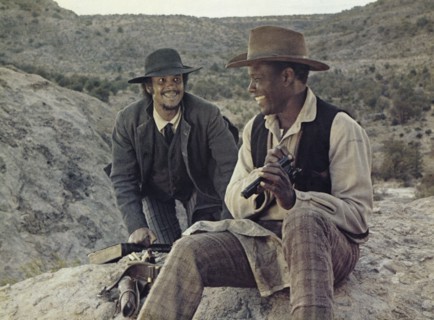 Harry Belafonte, Sidney Poitier, on-set of the film, "Buck And The Preacher", Columbia Pictures,