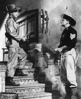Myron Healey, John Agar, on-set of the film, "Cavalry Command", aka "The Day Of The Trumpet",