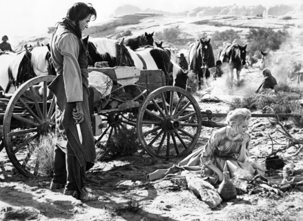 Gilbert Roland, Carroll Baker, on-set of the film, "Cheyenne Autumn", Warner Bros., 1964