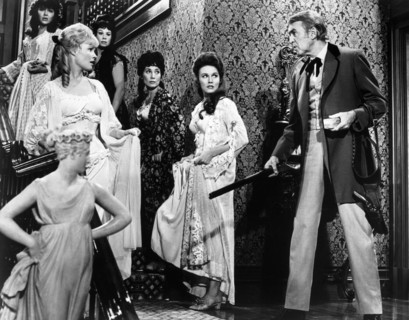 Sharon DeBord, Jackie Russell, Sue Ane Langdon, Jackie Joseph, Elaine Devry, James Stewart, on-set