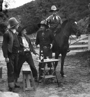 William Arthur "Billy" Sullivan, on-set of the silent film, "The Business End Of A .45", E.S. Co.,