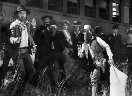 Dave Dunlop (left with handgun), on-set of the film, "Butch Cassidy And The Sundance Kid", 20th