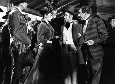 Allyn Ann McLerie, Philip Carey, Dick Wesson, Paul Harvey, on-set of the film, "Calamity Jane",