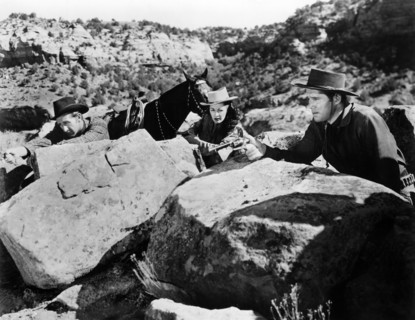 Lloyd Bridges, Yvonne De Carlo, Howard Duff, on-set of the film, "Calamity Jane And Sam Bass",