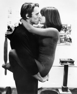 Arnold Schwarzenegger, Sally Field, on-set of the film, "Stay Hungry", United Artists, 1976
