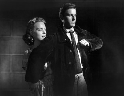 Kristine Miller, Roddy McDowall, on-set of the film, "The Steel Fist", Monogram Pictures, 1952